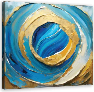 Produktbild von Leinwandbild Blau gemalte Abstraktion 50x50 Feeby Blau bild für die wand bereit zum aufhängen