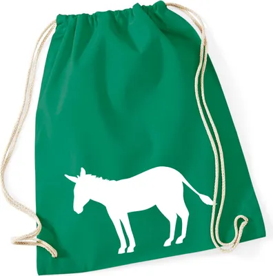 Produktbild von Huuraa Turnbeutel Esel Silhouette 12 Liter Kelly Green Baumwolle Rucksack Geschenkidee