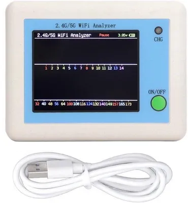Produktbild von WLAN-Analysator, WLAN-Spektrumanalysator, 2,4G & 5G WLAN-Scanner, Netzwerk-Analysator, WLAN-Signalanalysator, HF-Spektrumanalysator, WLAN-Signalstärke-Messgerät mit 2,4-Zoll TFT-Farbdisplay