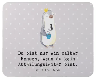 Produktbild von Mr. & Mrs. Panda Mousepad Abteilungsleiter Herz - Grau Pastell - Geschenk, Lustig, Führungskraft, Mauspad, Beruf, laptop, Spruch, mousematte, Witzig, Mouse Pad