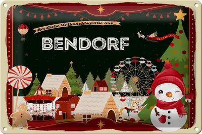 Produktbild von Blechschild Weihnachten Grüße aus BENDORF 30x20cm