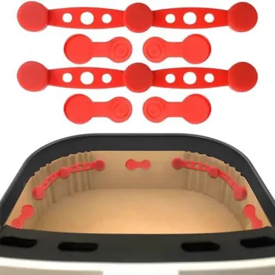 Produktbild von 2 Sets Silikon-Magnetschnallen für Heißluftfritteusen, Befestigungsschnallen für Backpapier, Rot