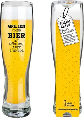 Immagine prodotto di Gilde Weizenglas, "Grillen", Spruch, Glas, klar