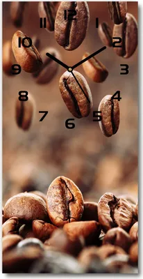 Produktbild von Wanduhr aus Glas – 30x60 cm - Glasbild - Glasuhr - Gehärtetes Glas -Körner Kaffee