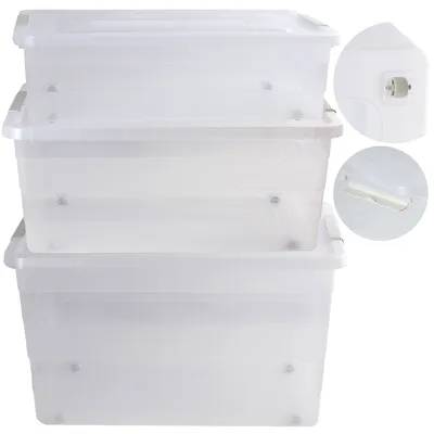 Obrázok produktu pre 3X Plastový Kontajner S Vekom Na Kolieskach Do Garážovej Pivnice  28 L, 40 L, 55 L