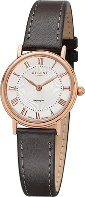 Image de Regent Femme Montre GM-1604 Cuir Quartz Montre bracelet cuir gris D2URGM1604