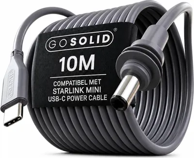 Obrázek produktu pro GO SOLID! Kabel USB-C na DC napájení – Vhodný pro napájecí zdroje s podporou PD a pro Starlink Mini – 10 metrů
