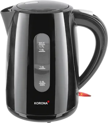 A black Korona electric kettle shown from the front on a white background.
