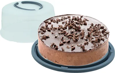 Produktbild von Tortenhaube Kuchenbox Kuchenhaube Tortenbutler Kuchen Behälter Tortenglocke Rund Ø34cm blaugrau