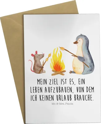 Produktbild von Mr. & Mrs. Panda neujahrskarte Pinguin Lagerfeuer - Weiß - Geschenk, Feuer, hochzeitskarten, glückwunschkarten, Glückwunschkarte, Arbeit, Job, einladungskarten, Grußkarte