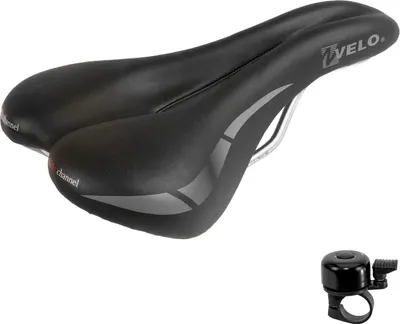 Image de Selle VELO Wide:Channel Selle de vélo de randonnée noire avec sonnette