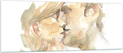 Produktbild von Bilder auf glas - Einteilig - Kuss Paar Liebe - 140x50cm - Glasbilder - Wandbilder - Bilder - zum Aufhängen bereit - Wanddekoration aus Glas - Glas Bilder - Wandbild auf Glas - GAB140x50-5005