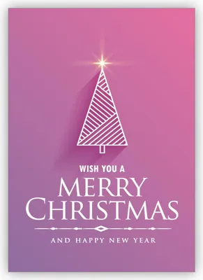 Produktbild von Moderne rosa Weihnachtskarte mit grafischem Weihnachtsbaum: wish you a merry christmas and happy new year