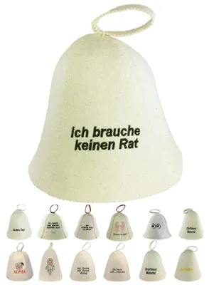 Produktbild von Saunahut aus Wollfilz (SS20-09) Saunamütze mit witzigen Motiven, Filz Kopfschutz Saunakappe Filzkappe Mütze Filzhut Kappe Sauna Hut