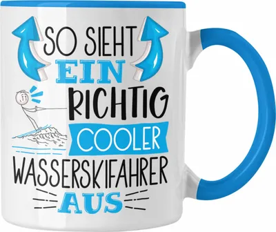 Produktbild von Trendation - So Sieht Ein Richtig Cooler Wasserskifahrer Aus Geschenk Tasse Lustiger Spruch Geschenkidee (Blau)