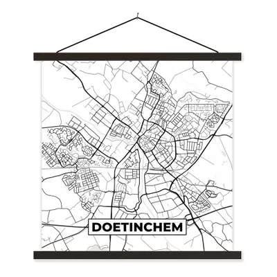 Obrázek produktu pro MuchoWow® Textilní plakát - Mapa - Doetinchem - černobílá - 90x90cm - S černými lamelami