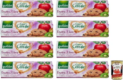 Produktbild von 8x Gullón Cuor di Cereale Frutta Kekse,Vollkornkekse Getreidekekse mit Früchten und Haferflocken,Packung mit 300g + Italian Gourmet Polpa di Pomodoro 400g Dose