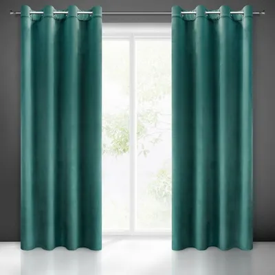 Obrázok produktu pre Zatemňovací záves s očkami Velúr Velvet nepriehľadný 135x250 cm - Tmavo tyrkysová