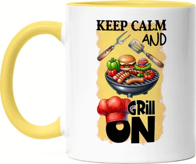 Produktbild von Keep Calm and Grill On BBQ Grillen lustiges Grill Humor Tasse Gelb