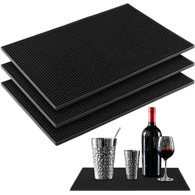 4er-Set PVC-Barmatten 45x30 cm, schwarz, rutschfest