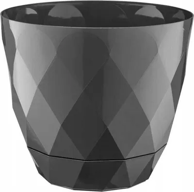 Produktbild von Karo anthrazitfarbener Kunststoff-Blumentopf mit Untersetzer 22 cm