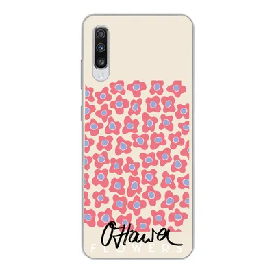 Produktbild von MuchoWow® Handyhülle Schutzhülle Hülle für Samsung Galaxy A70 Blume - Muster - Rosa Silikon Softcase Handy Hülle - Schutzhaube