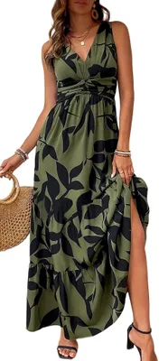 Imagen del producto de Vestido largo para mujer, sin mangas, escote en V, estampado floral