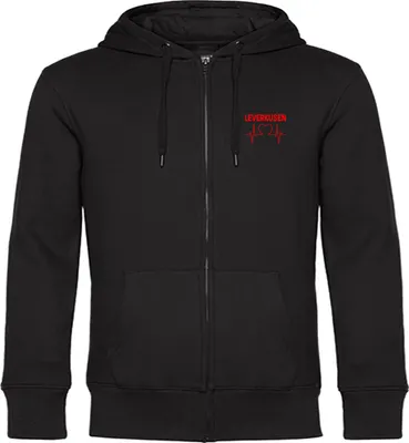 Produktbild von multifanshop Kapuzen Sweatshirt Jacke - Leverkusen - Herzschlag, schwarz, Größe XXL