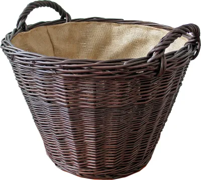 Produktbild von Kaminholzkorb, 2 Griffe, Juteeinlage, rund, Holzkorb, dunkelbraun, Ø 50cm