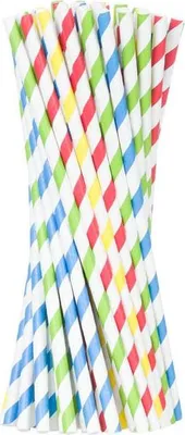Image de Pailles en papier, mélangées, 6/205 mm, 250 pièces.