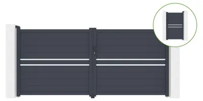 Produktbild von Flügeltor 3,5 m CIMONE H.160 cm Aluminium + Tor CIMONE H160 GRAU