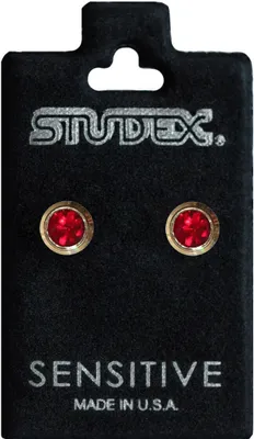 Produktbild von Studex Sensitive Chirurgenstahl Ohrstecker vergoldet mit Juli-Rubin 2mm