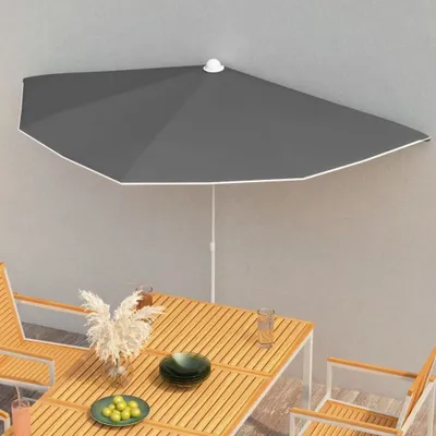Zdjęcie produktu dla The Living Store Półparasol z drążkiem 180x90 cm antracytowy