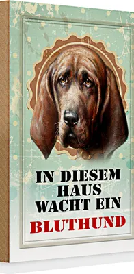 Produktbild von Holzschild Spruch Hund 20x30cm in diesem Haus wacht Bluthund