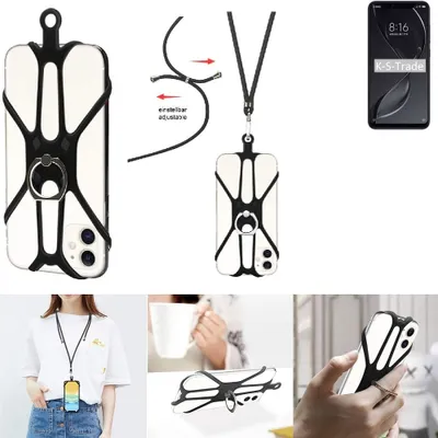 Produktbild von K-S-Trade 3in1 Handykette Handyband Handykordel Halsband Smartphone-Ring Handy-Ring kompatibel mit Xiaomi Redmi 8 Explorer Fingerhalterung Handyring