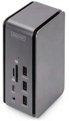 Produktbild von Digitus USB4 Dockingstation 8K, USB Type-C™, Kabelgebunden, USB 3.2 Gen 1 (3.1 Gen 1) Type-C, 100 W, Schwarz, Grau, MMC, MicroSD (TransFlash), MicroSDHC, 7680 x 4320 Pixel