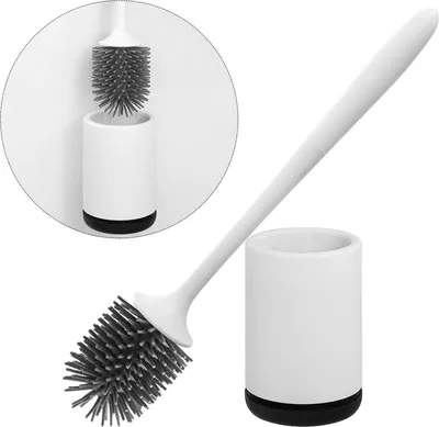 Produktbild von Toilettenbürsten, Silikon-Toilettenbürstenset, Toilettenbürste mit langem Griff, Toilettenbürste mit antibakteriellem TPR-Bürstenkopf und rutschfestem Griff, Wandmontage
