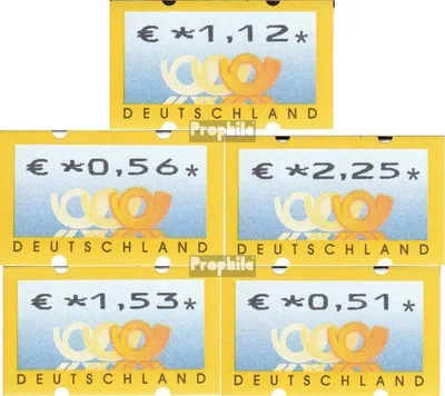 Produktbild von Briefmarken BRD (BR.Deutschland) 2002 Mi ATM4, Satz 2 komplett (0,51,0,56,1,12,1,53,2,25 Nominale) gestempelt Automatenmarke