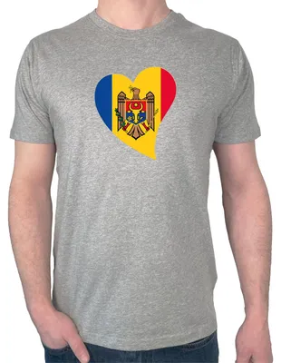 Produktbild von Huuraa Herren T-Shirt Moldau Flagge Herz S Sport Grey Bio Baumwolle Fairtrade Herrenshirt Geschenkidee