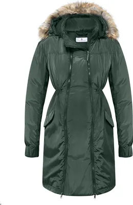 Produktbild von Damen Khaki Bellybutton Umstandswintermantel mit Kapuze
