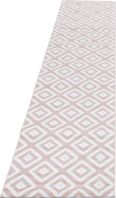 Produktbild von Teppich Läufer Wohnzimmer Pink 80x300 Geometrisches Design aus Polypropylen