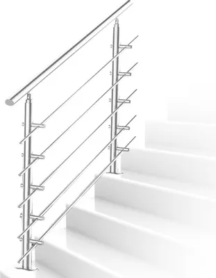 Obrázek produktu pro Jopassy schodišťové zábradlí zábradlí z nerezové oceli zábradlí zábradlí schody Ø42mm pro schody balkon vnitřní a venkovní 160CM s 5 křížovými výztuhami