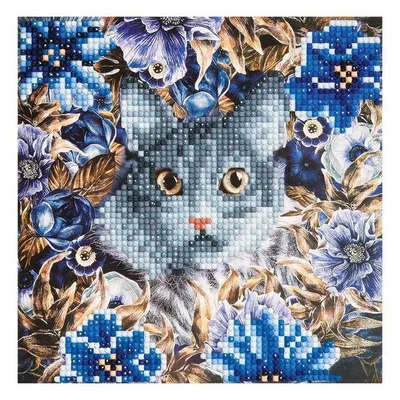 Obrázek produktu pro KRISTÁLOVÉ UMĚNÍ Kočka a květiny 18 x 18 cm 6888