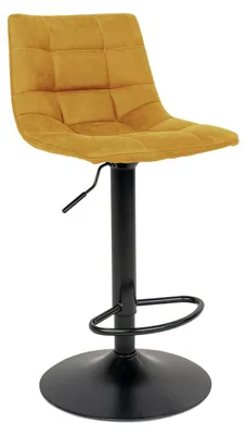 Image de Lot de 2 tabourets de bar Middelfart en velours jaune moutarde avec base noire