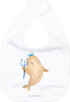 Produktbild von Mr. & Mrs. Panda Lätzchen Sternzeichen Wassermann - Weiß - Geschenk, Sabberlätzchen, Sabber, Geburtstag Januar, Meer, Nix, Schlabberlatz, Februar, Meermann, Für Babys