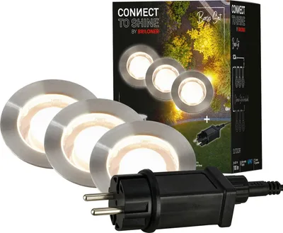 Immagine prodotto di CONNECT TO SHINE Set iniziale Padouk con 3 faretti da incasso a LED, IP67