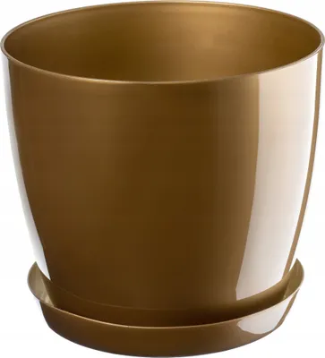 Immagine prodotto di Vaso da fiori in plastica KADAX "Agen", vaso con piattino. Fioriera, 18 cm, oro, 1 pezzo