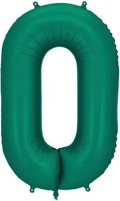 Zdjęcie produktu dla Balon foliowy cyfra "0", 86 cm, butelkowa zieleń