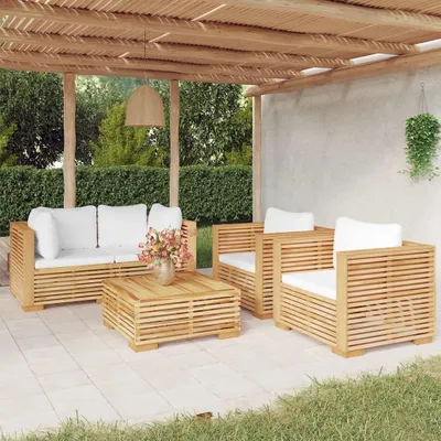 Obrázek produktu pro Maison Exclusive – 5dílná zahradní lounge sada s polštáři z masivního teakového dřeva
