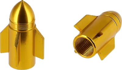 Produktbild von Set: 2x Ventilkappe "Rakete", Gold eloxiert